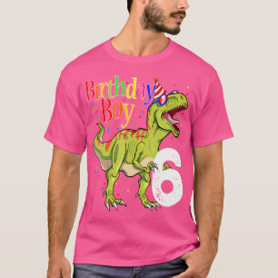 Camiseta Crianças 6 Birthday Boy Dinossaur Shirts Rawr I M