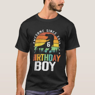 Camiseta Crianças 6 Birthday Boy Incrível Desde 2016 Dinoss