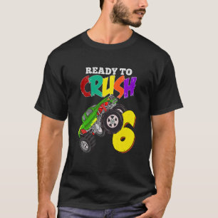 Camiseta Crianças 6 Birthday Boys Monster Truck 6 Anos Ra