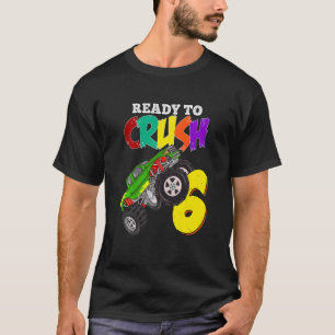 Camiseta Crianças 6 Birthday Boys Monster Truck 6 Anos Ra