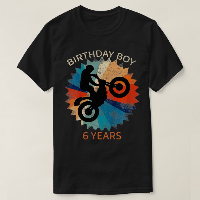 Camiseta Crianças 6 Birthday Boys Motocross Dirtbike 6 Anos (Frente do Design)
