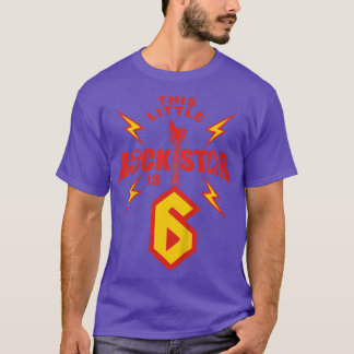 Camiseta Crianças 6 Birthday Boys Rockstar Rock Music 6 Ano