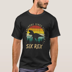 Camiseta Crianças 6 Birthday Dinossaur 6 Anos Menino Incrív