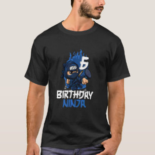 Camiseta Crianças 6 Birthday Ninja Bday Party 6 Anos Shu