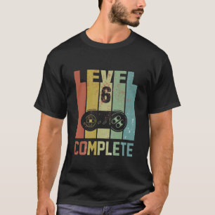 Camiseta Crianças 6 Birthday Para Jogador De 6 Anos - Retro