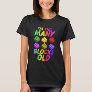 Camiseta Crianças 6 Bloco de Aniversário Construtor de Bric