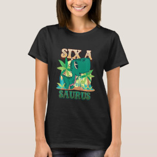 Camiseta Crianças 6 Brithday, 6 anos Dinossauro Rex 6 anos