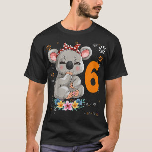 Camiseta Crianças 6 de Aniversário do Urso Koala, 6 anos