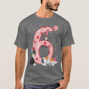 Camiseta Crianças 6 de Aniversário Garota Bonita Roupa de G