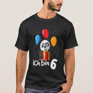 Camiseta Crianças 6 de aniversário Garota de 6 anos Panda