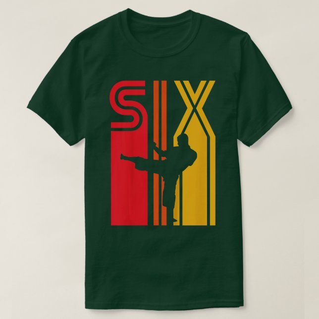 Camiseta Crianças 6 de Aniversário Gift Karate Retro Taekwo (Frente do Design)