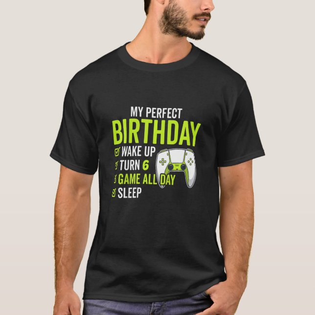 Camiseta Crianças 6 de Aniversário Para Meninos De 6 Anos V (Frente)
