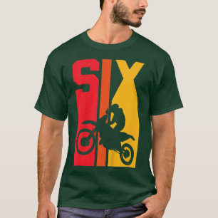 Camiseta Crianças 6 de Aniversário Retro Motocross 6 anos B