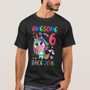 Camiseta Crianças 6 Festa de aniversário Unicorela de 6 a