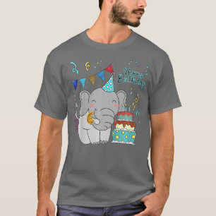 Camiseta Crianças 6rua Feliz Aniversário Design Fo Elefante