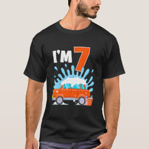 Camiseta Crianças 7 7 7 anos de carro Lave tema Festa de an