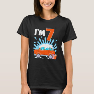 Camiseta Crianças 7 7 7 anos de carro Lave tema Festa de an