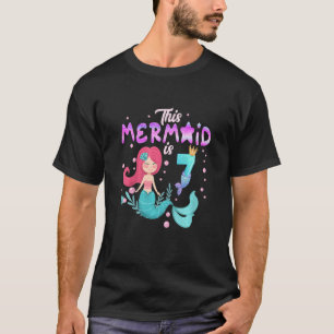 Camiseta Crianças 7 Aniversário Esta Sereia É 7 Raparigas 7