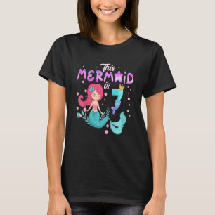Camiseta Crianças 7 Aniversário Esta Sereia É 7 Raparigas 7