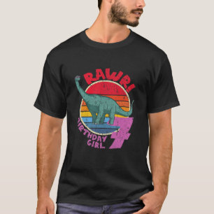 Camiseta Crianças 7 Aniversário Eu Rawr! Brachiosaurus I Fa