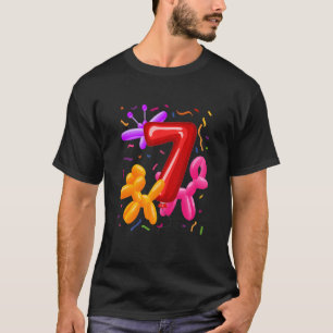 Camiseta Crianças 7 Balões de Aniversário de Balões de Ani