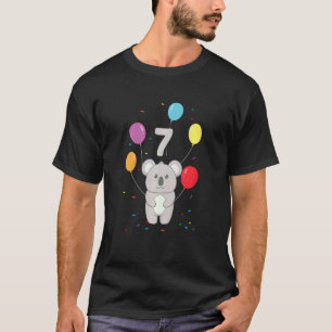 Camiseta Crianças 7 Birthday 7 Anos Koala Balões Austrália