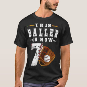 Camiseta Crianças 7 Birthday Baseball Boy Sete Anos