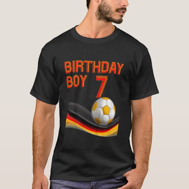 Camiseta Crianças 7 Birthday Boy Ball 7 Anos (Frente)