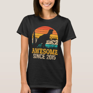 Camiseta Crianças 7 Birthday Boy Dinossaur 7 Anos Trex Awe