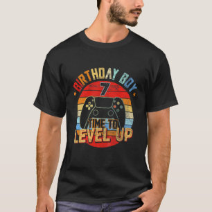 Camiseta Crianças 7 Birthday Boy Time To Level Up 7 Anos
