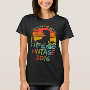Camiseta Crianças 7 Birthday Dinossaur 7 Anos Menino Fantás