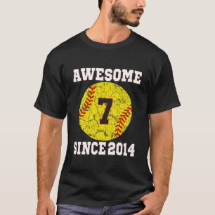 Camiseta Crianças 7 Birthday Softball De 7 Anos Vinta