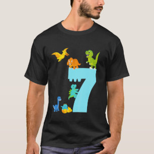 Camiseta Crianças 7 de Aniversário - 7 Anos - Cel de Dino