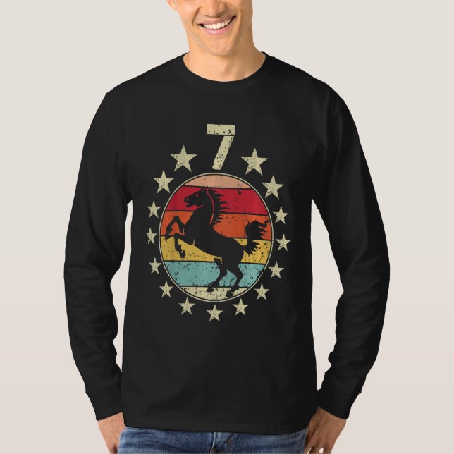 Camiseta Crianças 7 de Aniversário Cavalo Sétimo Sétimo Ano (Frente)