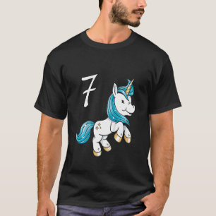 Camiseta Crianças 7 de aniversário de 7 anos Unicórnio