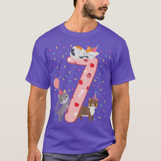 Camiseta Crianças 7 de Aniversário Garota Bonita Roupa de G