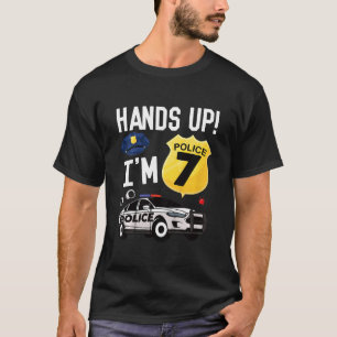 Camiseta Crianças 7 de Aniversário Garoto Policial de Sete