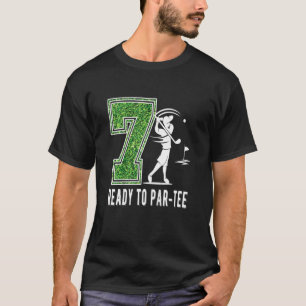 Camiseta Crianças 7 de Aniversário Golfer Boy de Sete Anos 
