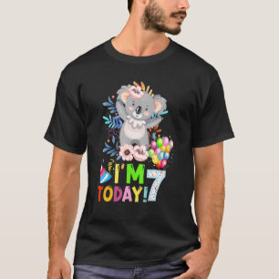 Camiseta Crianças 7 De Aniversário Para Raparigas Koala Bea