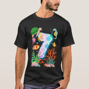 Camiseta Crianças 7 de Aniversário Peixes Tetra Aquarium Su