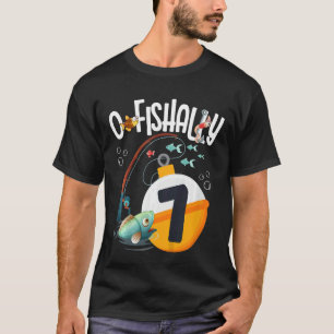 Camiseta Crianças 7 De Aniversário Tema De Pesca Para Menin