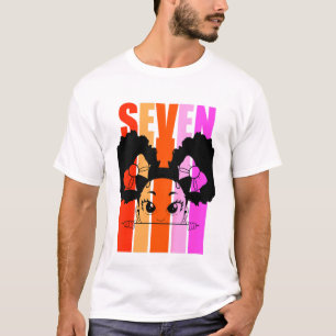 Camiseta Crianças 7 de Aniversário Uma Garota Negra Custa A