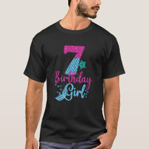 Camiseta Crianças, 7, Sereia De Aniversário Para Garota De