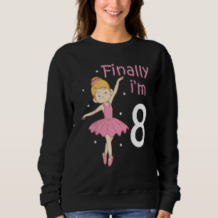 Camiseta Crianças 8º Aniversário Dança de Balé Ballerina S