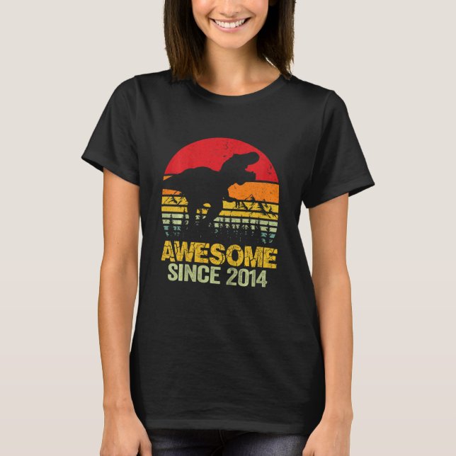 Camiseta Crianças 8º Aniversário Dinossaur Trex Incrível De (Frente)