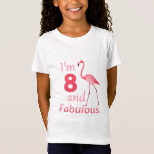 Camiseta Crianças 8º Aniversário - Flamingo Rosa Rosa