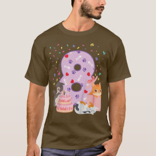 Camiseta Crianças 8º Aniversário Garota Bonita Roupa de Gat
