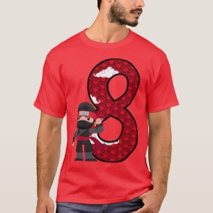 Camiseta Crianças 8º Aniversário Menino Ninja 8 anos Figuri