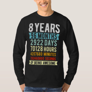 Camiseta Crianças 8º Aniversário Vintage De 8 Anos Retroati
