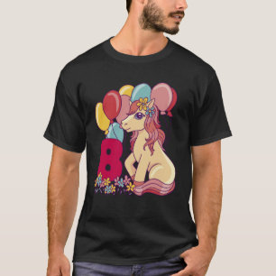 Camiseta Crianças 8º Cavalo de Aniversário para Meninas de 